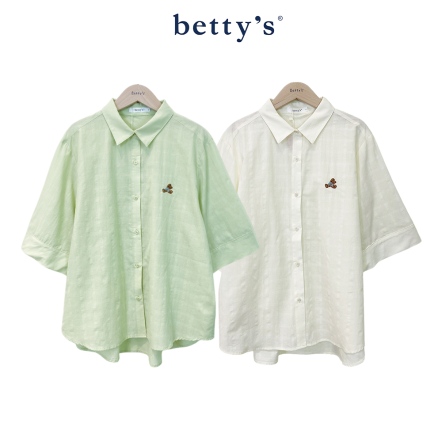 betty’s貝蒂思　可愛熊素面排釦五分袖襯衫(共二色)