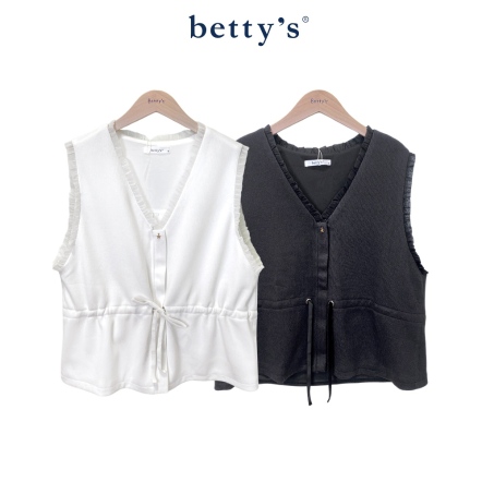 betty’s貝蒂思　典雅荷葉滾邊腰抽繩背心(共二色)				