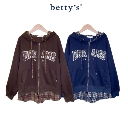 betty’s貝蒂思　假兩件連帽格紋布外套(共二色)				