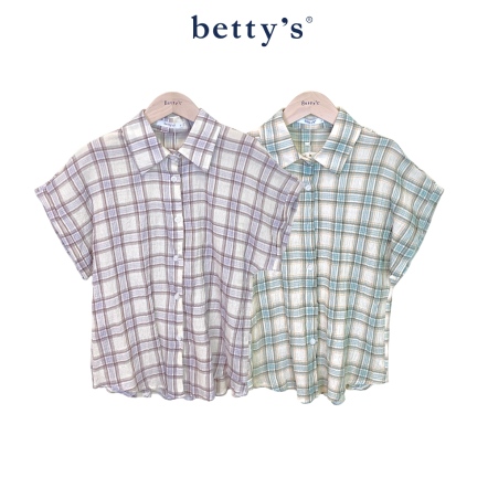 betty’s貝蒂思　率性皺感格子開襟襯衫(共二色)				