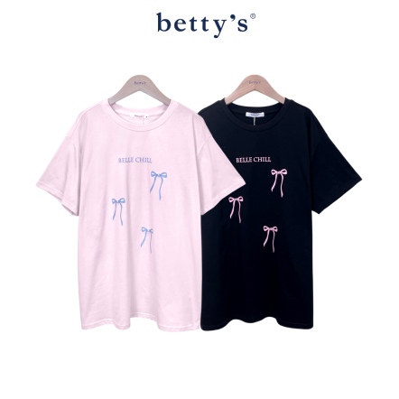 betty’s貝蒂思　珍珠蝴蝶結圓領短袖T-shirt(共二色)				