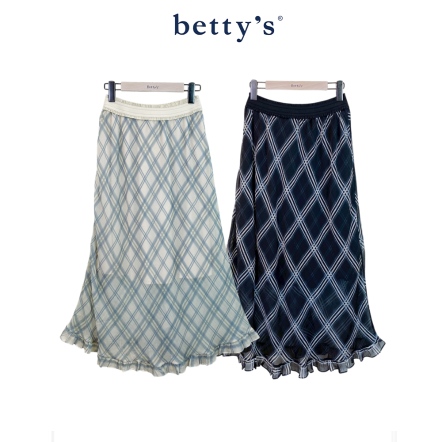 betty’s貝蒂思　浪漫雪紡菱格紋長裙(共二色)				