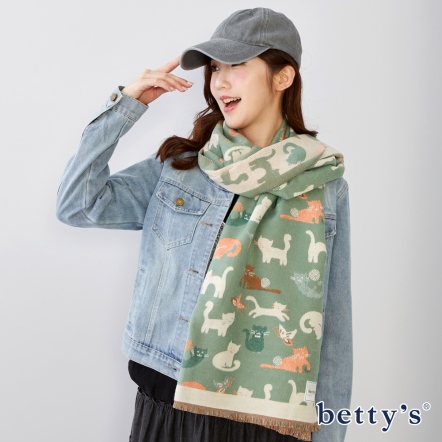 betty’s貝蒂思　貓咪與蝴蝶造型圍巾(綠)