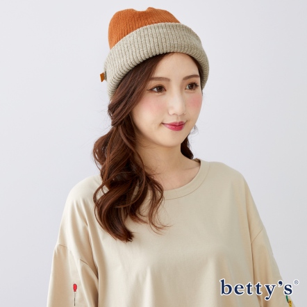betty’s貝蒂思　圓頂撞色毛線帽(咖啡)				