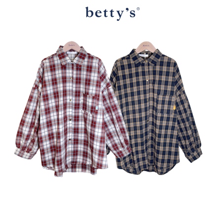 betty’s貝蒂思　格紋長版開襟襯衫(共二色)
