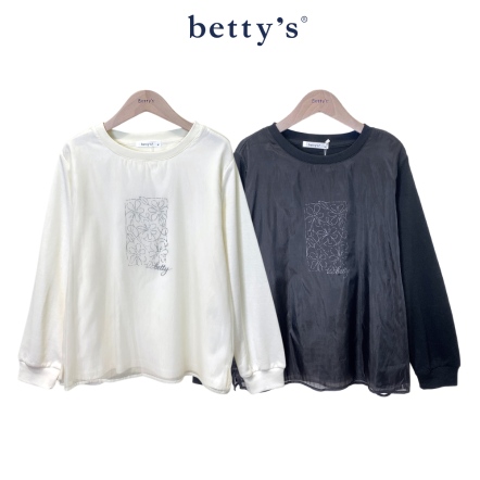 betty’s貝蒂思　圓領雙層透感線條花朵棉T(共二色)