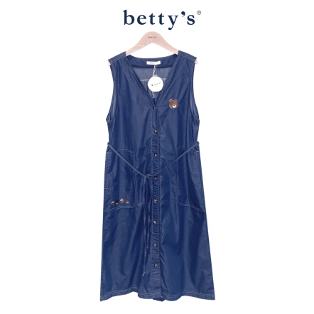 betty’s貝蒂思　V領開扣無袖牛仔洋裝(藍)