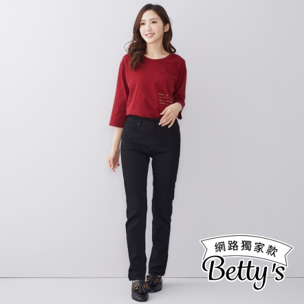 betty’s貝蒂思　超顯瘦彈性直筒牛仔褲(黑色)