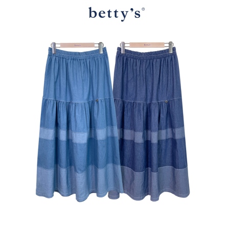 betty’s貝蒂思　蛋糕拼布薄牛仔長裙(共二色)
