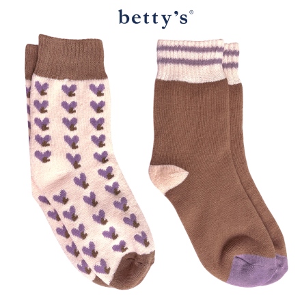 betty’s貝蒂思　愛心造型與條紋素色中長襪(兩雙)