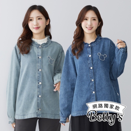 betty’s貝蒂思　微甜木耳滾邊小熊單寧上衣(共二色)