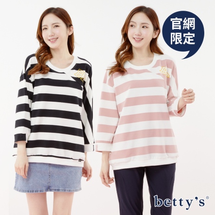 betty’s貝蒂思　BE刺繡不對稱剪裁七分袖T-shirt(共三色)