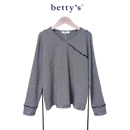 betty’s貝蒂思　細條紋木耳滾邊上衣(黑色)