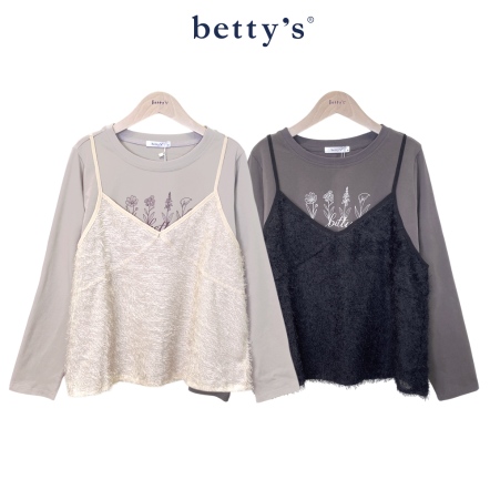 betty’s貝蒂思　兩件式印花上衣搭毛鬚背心(共二色)