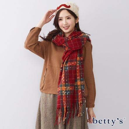 betty’s貝蒂思大格紋披肩圍巾(紅)　