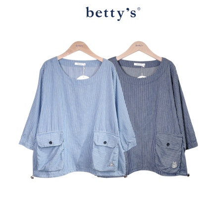 betty’s貝蒂思　雙口袋條紋下擺自由收放上衣(共二色)				