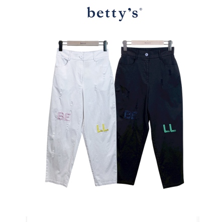 betty’s貝蒂思　率性抽鬚.破洞.刺繡長褲(共二色)