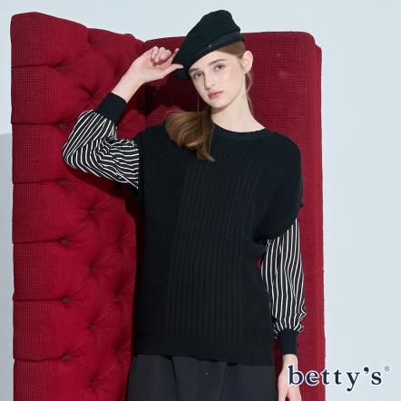 betty’s貝蒂思　小V領坑條針織背心(共二色)