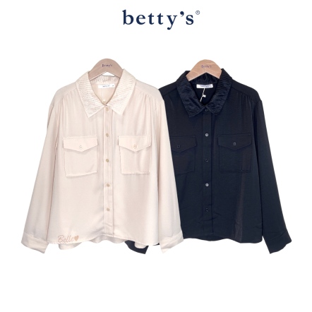 betty’s貝蒂思　網紗拼接領長袖雪紡襯衫(共二色)				