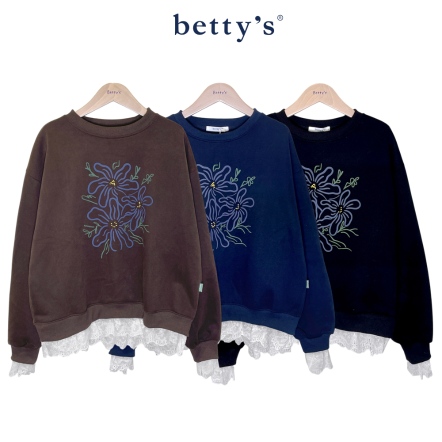 betty’s貝蒂思　印花圖案拼接緹花上衣(共三色)				