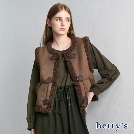 betty’s貝蒂思　絨布開襟牛角釦背心(共二色)