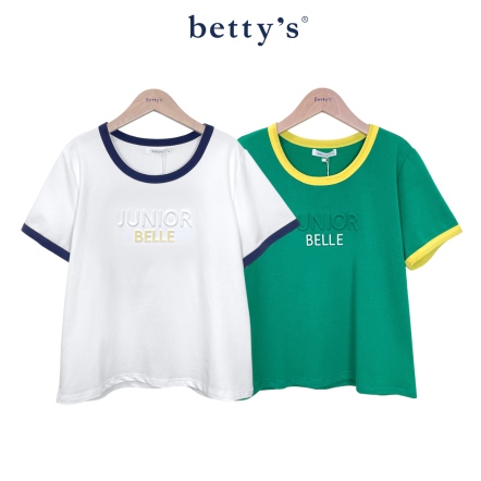 betty’s貝蒂思　 趣味打凸文字圖案短袖T-shirt(共二色)				