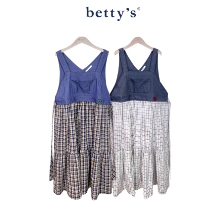 betty’s貝蒂思　格紋綁帶牛仔吊帶連身裙(共二色)
