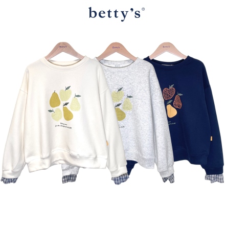 betty’s貝蒂思    袖口格紋設計短版厚T-shirt(共三色)				