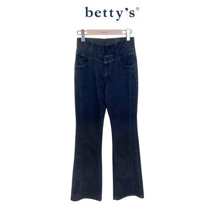 betty’s貝蒂思　雙車線彈性小喇叭牛仔褲(黑)				