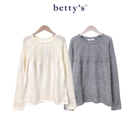 betty’s貝蒂思　鏤空雕花領落肩針織上衣(共二色)