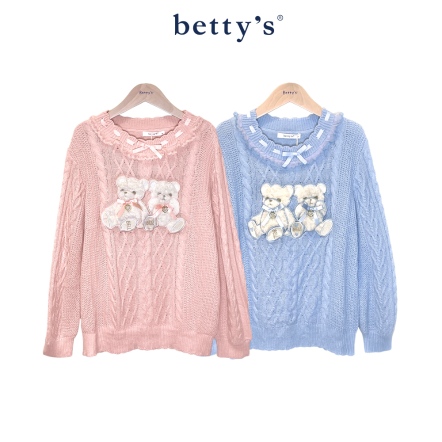 betty’s貝蒂思　立體毛熊麻花針織毛衣(共二色)				