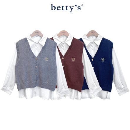 betty’s貝蒂思　襯衫加刺繡開扣針織背心(真兩件)(共三色)				
