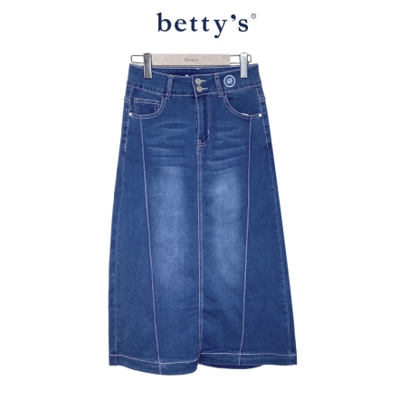 betty’s貝蒂思　雙扣立體車線牛仔裙(藍)				