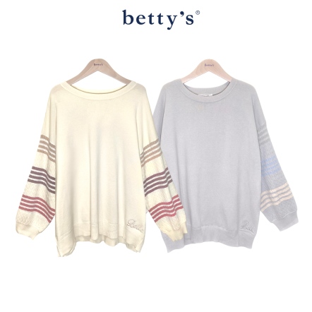 betty’s貝蒂思　圓領麻花條紋針織上衣(共二色)