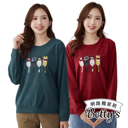 betty’s貝蒂思　造型貓咪細絨感保暖上衣(共三色)