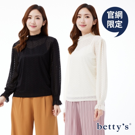 betty’s貝蒂思　鏤空透膚蕾絲高領T-shirt(共二色)