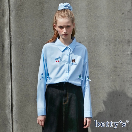 betty’s貝蒂思　開襟繡櫻桃.熊襯衫(共二色)