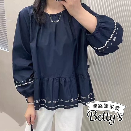 betty’s貝蒂思　十字繡花長拋袖上衣(共二色)