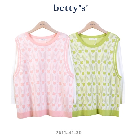 betty’s貝蒂思　假兩件菱格條紋幸運草針織衫(共二色)
