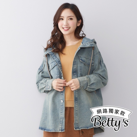 betty’s貝蒂思　襯衫式連帽牛仔外套(淺藍)