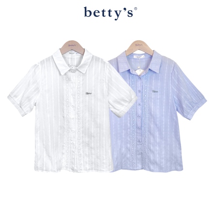 betty’s貝蒂思　緹花布壓飾蕾絲開襟襯衫(共二色)				