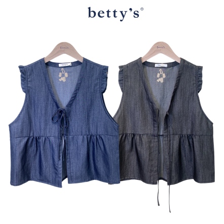 betty’s貝蒂思　V領開襟綁帶短版丹寧背心(共二色)
