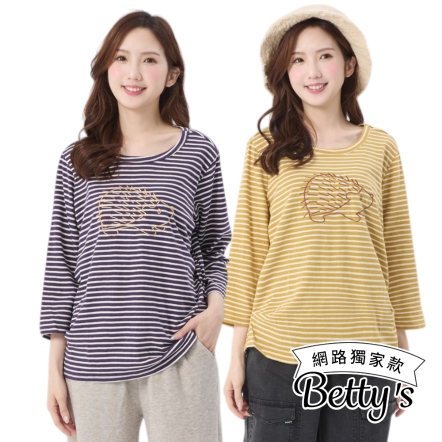 betty’s貝蒂思　小剌蝟條紋七分袖T-shirt(共二色)