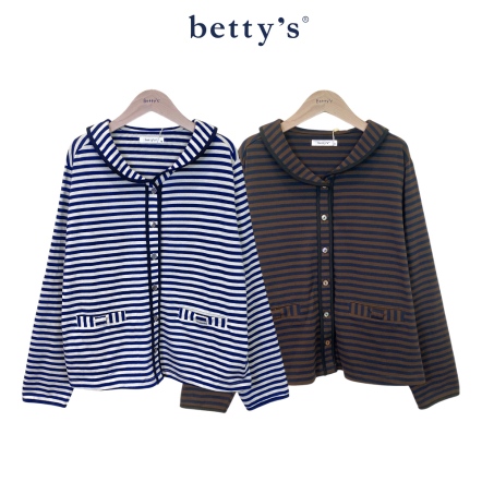 betty’s貝蒂思　圓領條紋雙口袋外套(共二色)