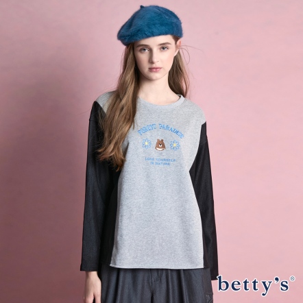 betty’s貝蒂思　熊寶貝撞色拼接顯瘦棉T (共二色)