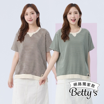 betty’s貝蒂思　簡約寬鬆細條紋圓領T-shirt(共二色)