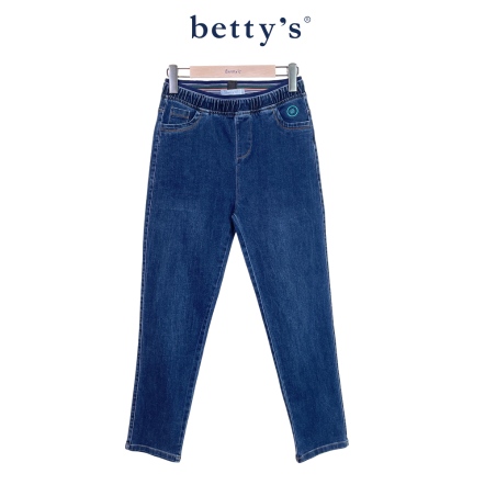 betty’s貝蒂思　鬆緊腰彈性刺繡牛仔褲(藍)