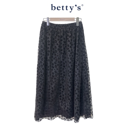 betty’s貝蒂思　豹紋絨感網紗長裙(黑色)				