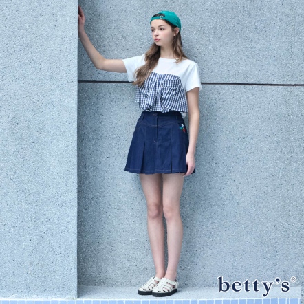 betty’s貝蒂思　草莓刺繡牛仔百摺短裙(共二色)