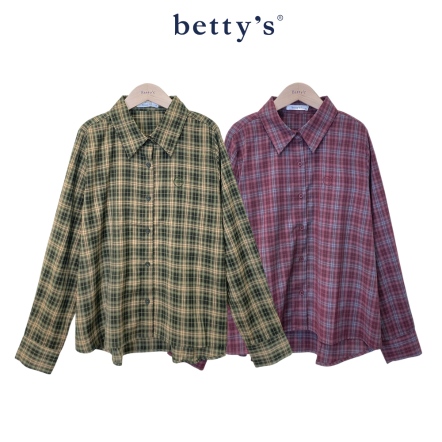 betty’s貝蒂思　 格紋綉B字母開襟襯衫(共二色)